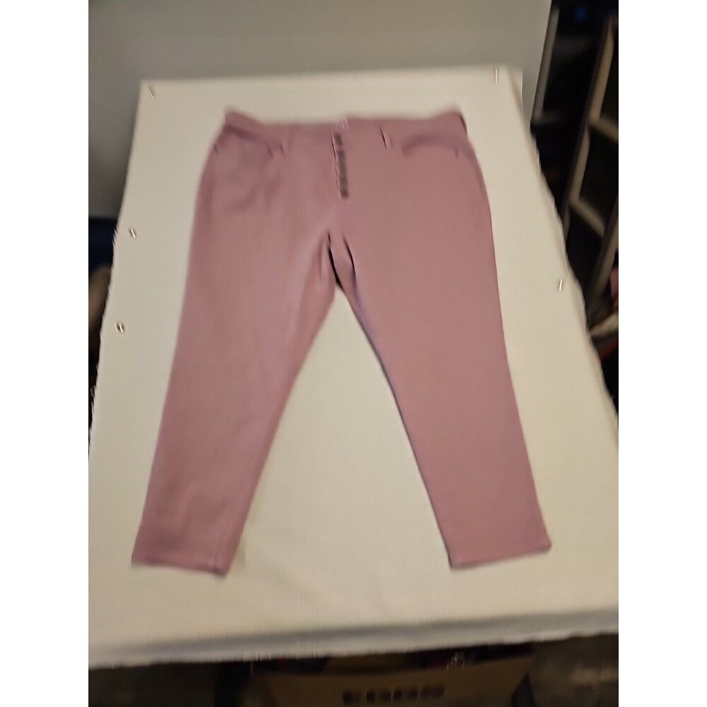 a.n.a. Womens Size Plus 24W High-Rise Skinny Ankle Pink Button Fly Casual Pants